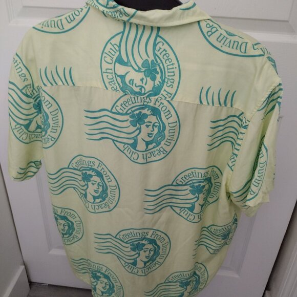 Duvin Keylime Beach Club Button Up XL Retro Camp Collar Shirt - Picture 2 of 7